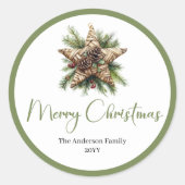 Rond Modern Bohemian Rustic Holiday Gift Wrap Sticker (Devant)