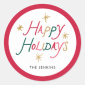 Rond Modern Colorful Happy Holidays Round Sticker (Devant)