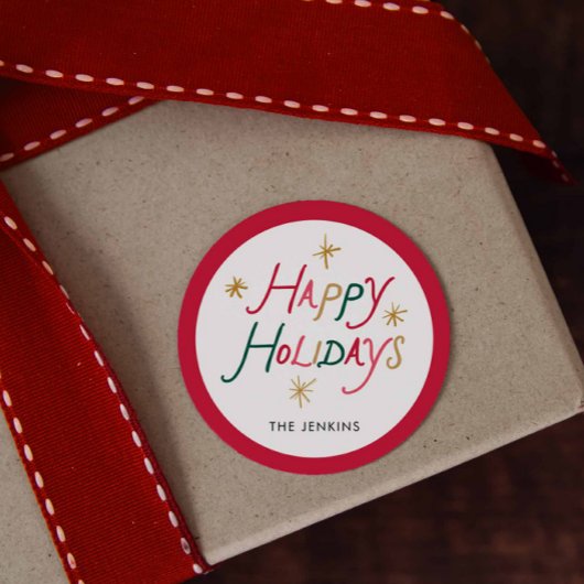Rond Modern Colorful Happy Holidays Round Sticker