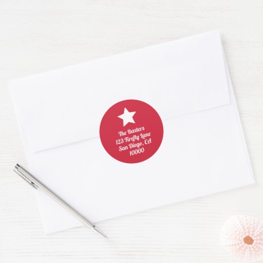 Rond Modern Cut Star Red Holiday Sticker (Enveloppe)