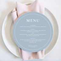 Rond Modern Eenvoudig Stoffig Blauw Trouwmenu
