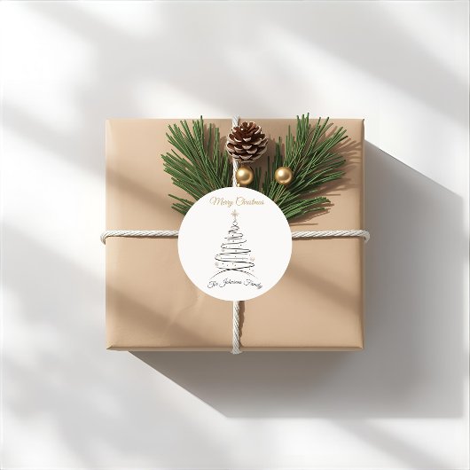 Rond Modern Elegant Minimal Christmas Tree Sticker