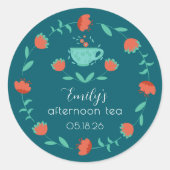 Rond Modern Floral Afternoon Tea Party Round Sticker (Devant)