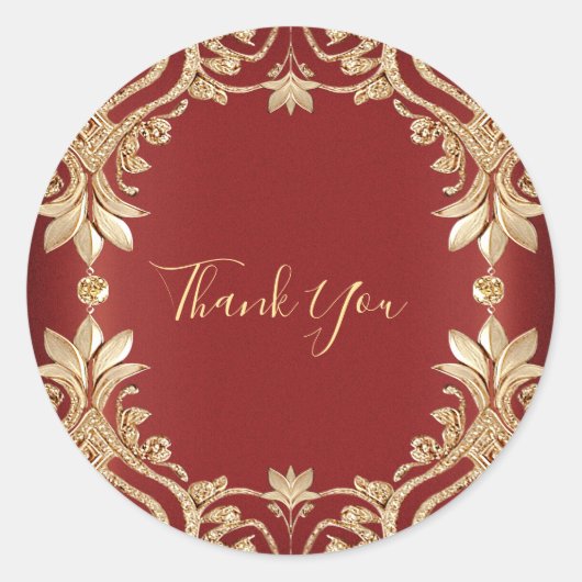 Rond Modern Gold Red Floral Sticker (Devant)