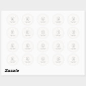 Rond Modern Minimal Couple Monogram Wedding Sticker (Feuille)