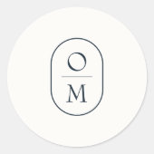 Rond Modern Minimal Couple Monogram Wedding Sticker (Devant)