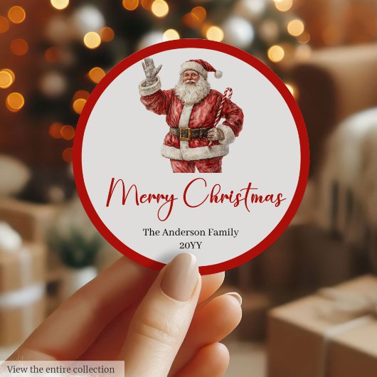 Rond Modern Santa Claus Holiday Label Sticker Design