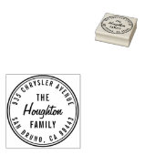Rond Modern Script Familienaam Retouradres Rubberstempel (Gestempeld)