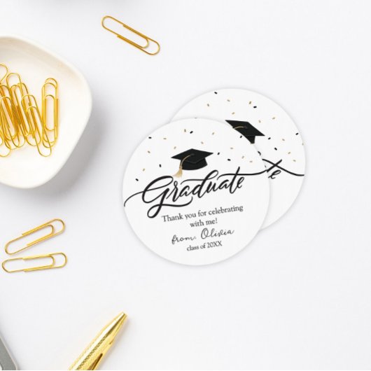 Rond Modern Script Graduation Thank You Sticker