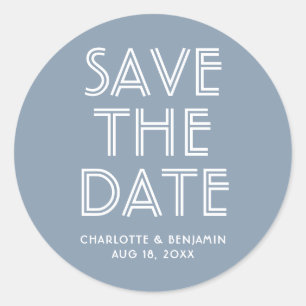 Rond Moderne Dusty Blue Économisez Le Sticker Date