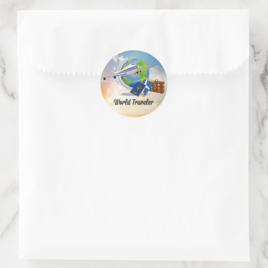 Rond Monde Voyageur, Design 2 Sticker Classic Round (Sac)