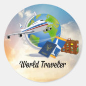 Rond Monde Voyageur, Design 2 Sticker Classic Round (Devant)