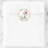 Rond Monogram letter J, Santa hat Christmas  Sticker (Sac)