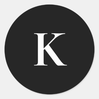 Rond Monogram Letter K Sticker – Black & White Minimal 