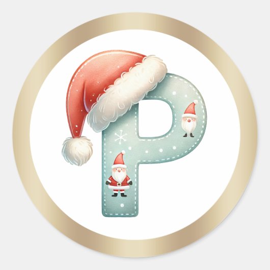 Rond Monogram letter N, Santa hat Christmas Sticker (Devant)