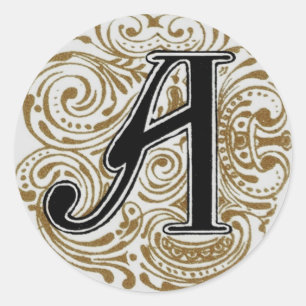 Rond Monogramme "A" en or - Sticker