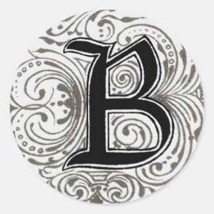 Rond Monogramme "B" en gris - Sticker