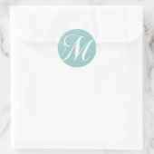 Rond Monogramme bleu blanc M Mariage Favoriser Sticker (Sac)
