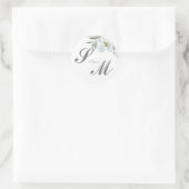 Rond Monogramme bleu Dusty Mariage Favor Sticker (Sac)