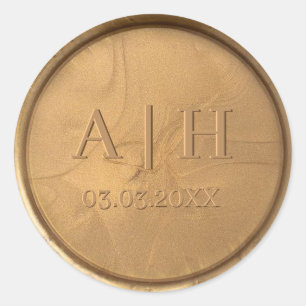 Rond Monogramme Date Antique Sticker de cire or