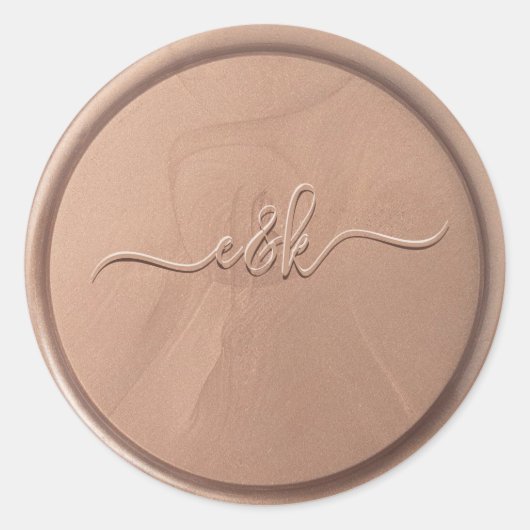 Rond Monogramme Date Chocolat Sticker Brown cire (Devant)