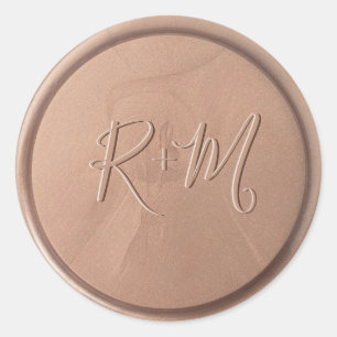 Rond Monogramme Date Chocolat Sticker Brown cire