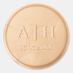 Rond Monogramme Date ivoire Sticker cire de blé