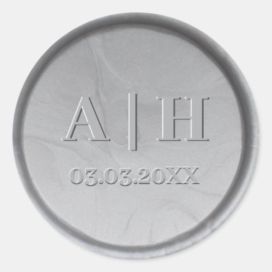 Rond Monogramme Date Silver Sticker de cire Sceau (Devant)