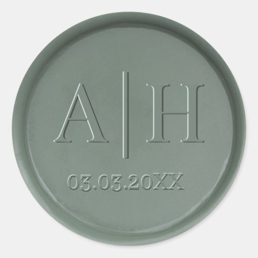 Rond Monogramme Date Sticker en cire noire (Devant)