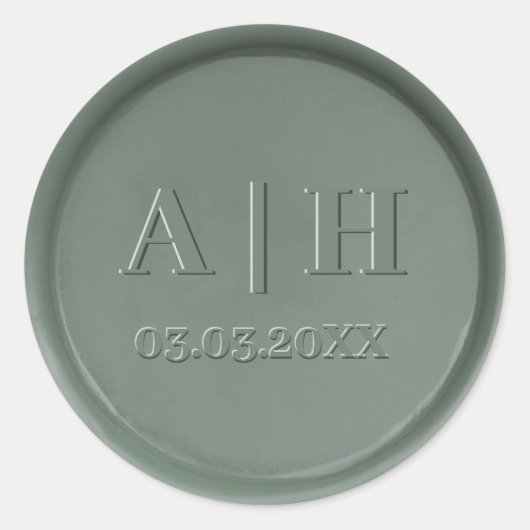 Rond Monogramme Date Sticker en cire noire (Devant)