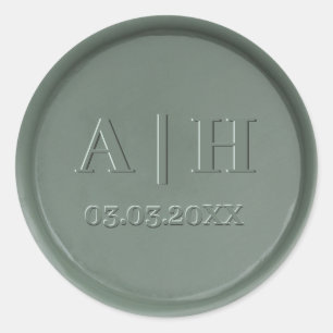 Rond Monogramme Date Sticker en cire noire