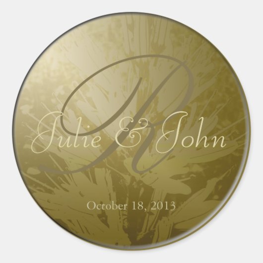 Rond Monogramme de fleurs dorées mariages - Sticker 3 (Devant)