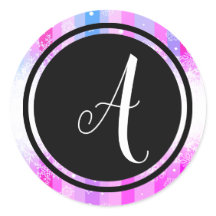 Monogramme de neige coloré Sticker Cercle-Cercle n