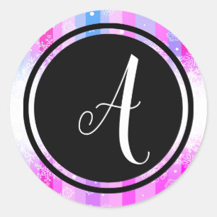 Rond Monogramme de neige coloré Sticker Cercle-Cercle n