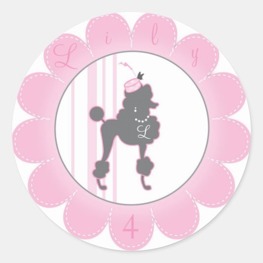 Rond Monogramme Français Poodle Favoriser Sticker (Devant)
