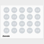 Rond Monogramme gris clair Favour Sticker (Feuille)