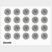 Rond Monogramme Initiale N Hydrangea Sticker Floral (Feuille)