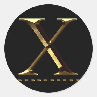 Rond Monogramme lettre d'or X Votre Sticker