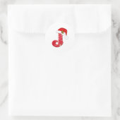 Rond Monogramme lettre J, Sticker de Noël de chapeau de (Sac)