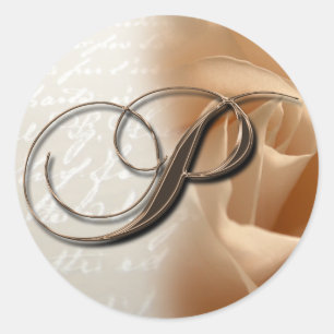Rond Monogramme Lettre P Mariage Enveloppe Sticker