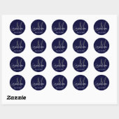 Rond Monogramme Mariage marié Groom Date Sticker Marine (Feuille)