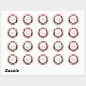 Rond Monogramme Mariage rose chic Noms Date Sticker (Feuille)