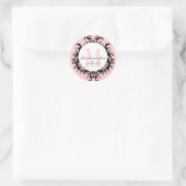 Rond Monogramme Mariage rose chic Noms Date Sticker (Sac)