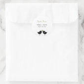 Rond Monogramme Oiseaux Mariage Faveur Sticker - Sage (Sac)