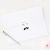 Rond Monogramme Oiseaux Mariage Faveur Sticker - Sage (Enveloppe)