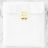 Rond Monogramme Oiseaux Mariage Favor Sticker - Latte (Sac)