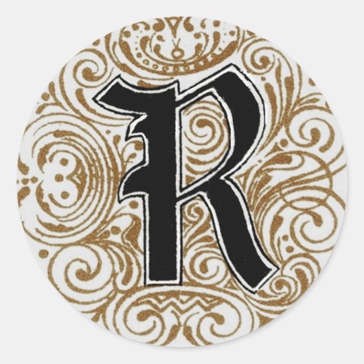 Rond Monogramme "R" en or - Sticker (Devant)
