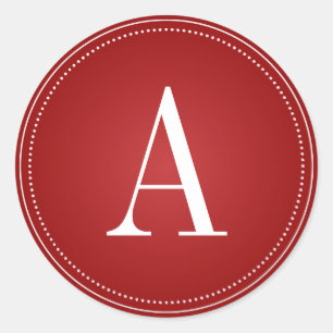 Rond Monogramme rouge Sticker initial pour les vacances