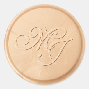Rond Monogramme Sticker initial de cire de blé ivoire