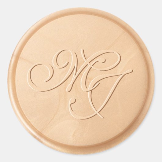 Rond Monogramme Sticker initial de cire de blé ivoire (Devant)